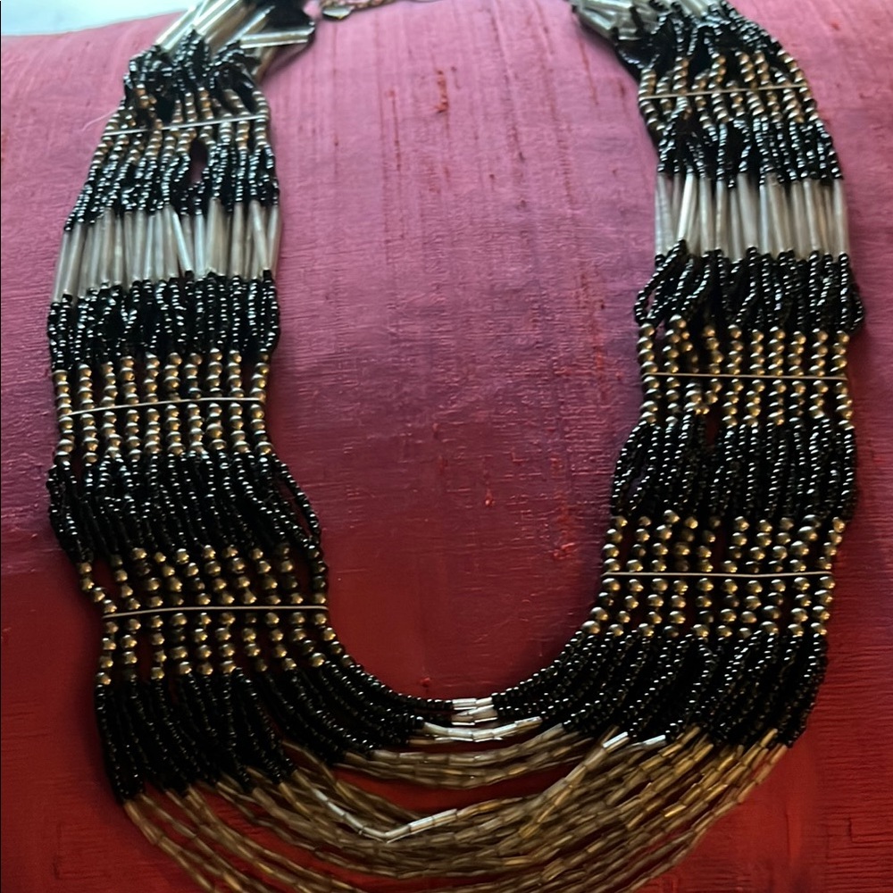 Elegant Black and Silver Beaded Necklace